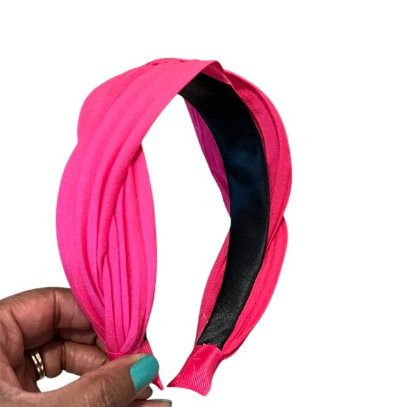 4 Piece Bundle Head Bands Hot Pink Black Tan Multi Color - Picture 7 of 10